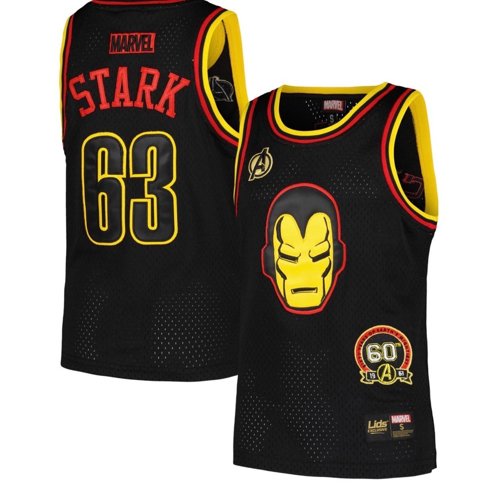 RARE Iron Man Youth Marvel x LIDS 60th Anniversary Basketball Jersey SIZE LARGE